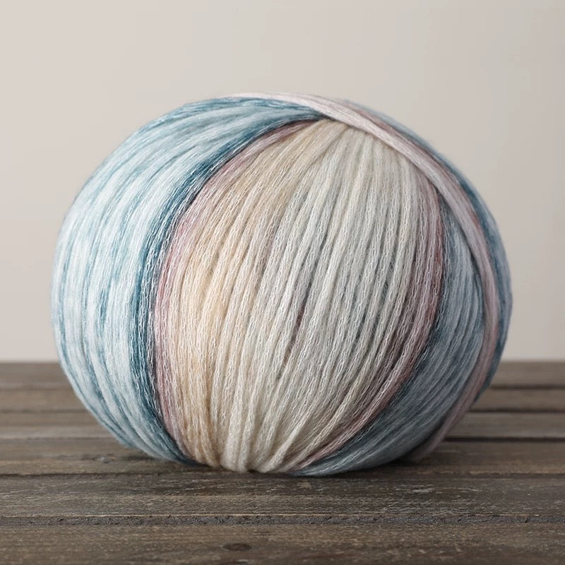 SHIKE Cloud-Cluster Multicolor Rainbow Yarn for Knitting&Crocheting.Soft Wool Acrylic Cotton Blended Yarn.Gradient Space-Dyed Air Yarn