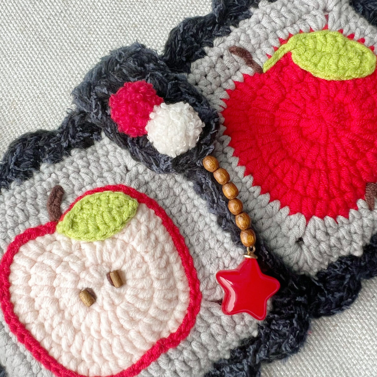 苹果祖母格 apple granny square shoulder bag