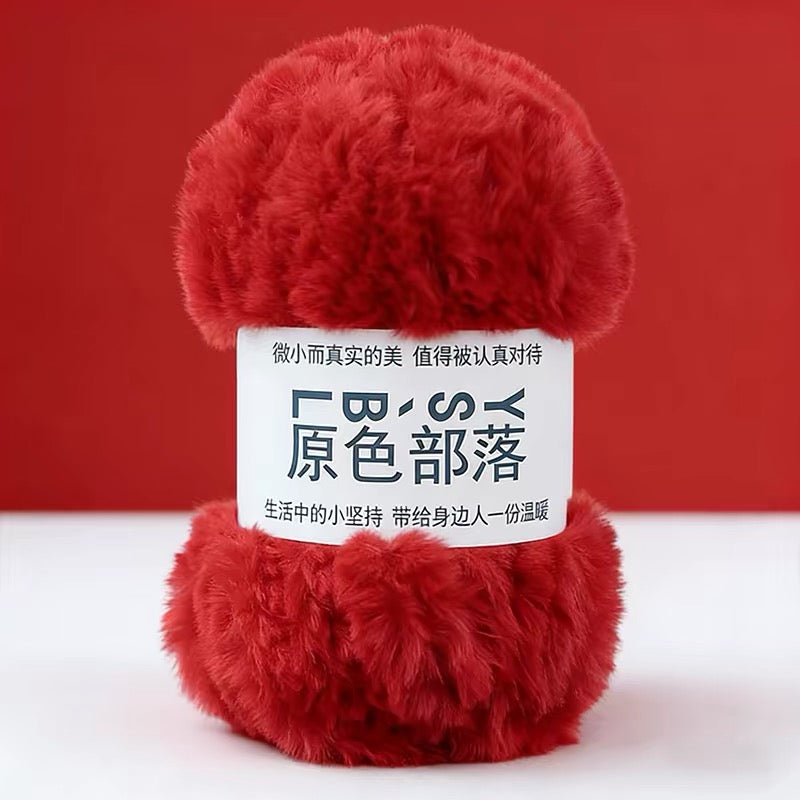 YSBL Chunky Faux Mink Fur Yarn – Soft Coral Fleece Yarn for Crochet and Knit DIY Scarves and Hats