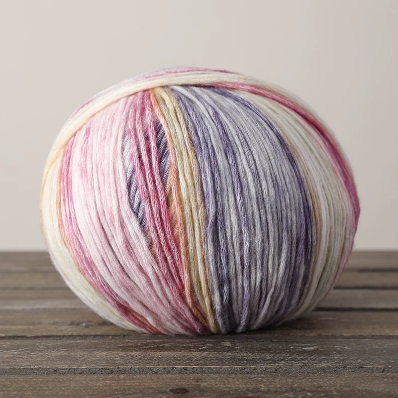 SHIKE Cloud-Cluster Multicolor Rainbow Yarn for Knitting&Crocheting.Soft Wool Acrylic Cotton Blended Yarn.Gradient Space-Dyed Air Yarn