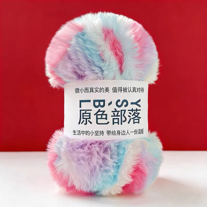 YSBL Chunky Faux Mink Fur Yarn – Soft Coral Fleece Yarn for Crochet and Knit DIY Scarves and Hats