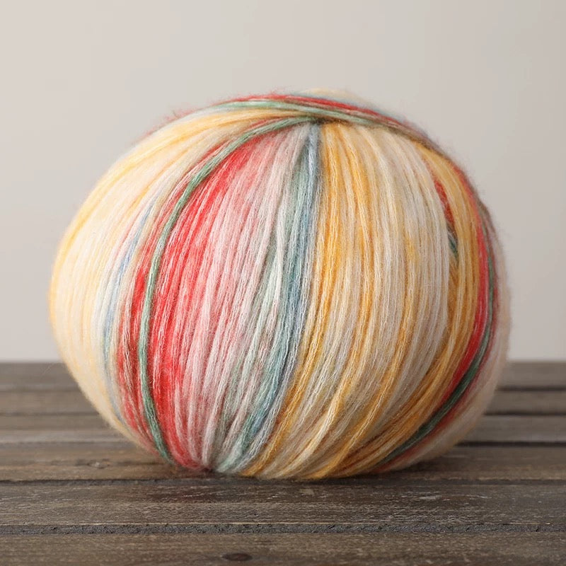 SHIKE Cloud-Cluster Multicolor Rainbow Yarn for Knitting&Crocheting.Soft Wool Acrylic Cotton Blended Yarn.Gradient Space-Dyed Air Yarn